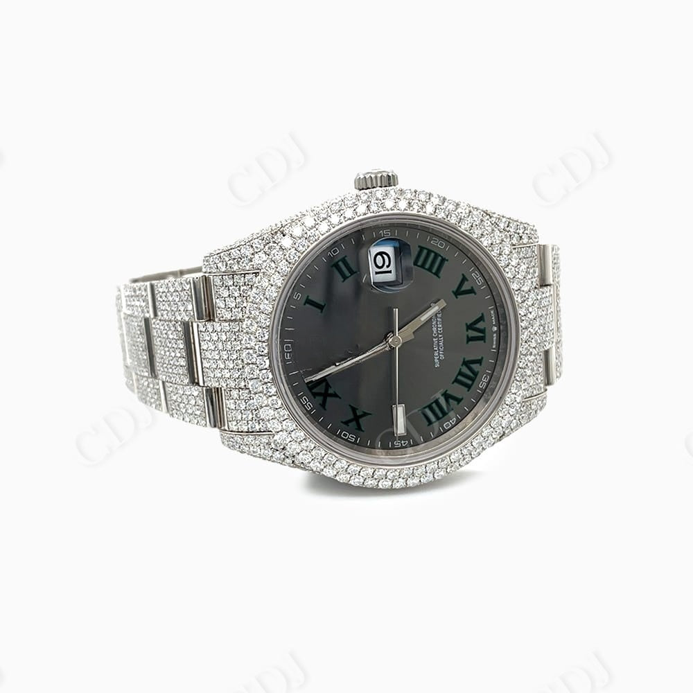 Gray Dial Buss Down Hip Hop Moissanite Rolex Watch customdiamjewel