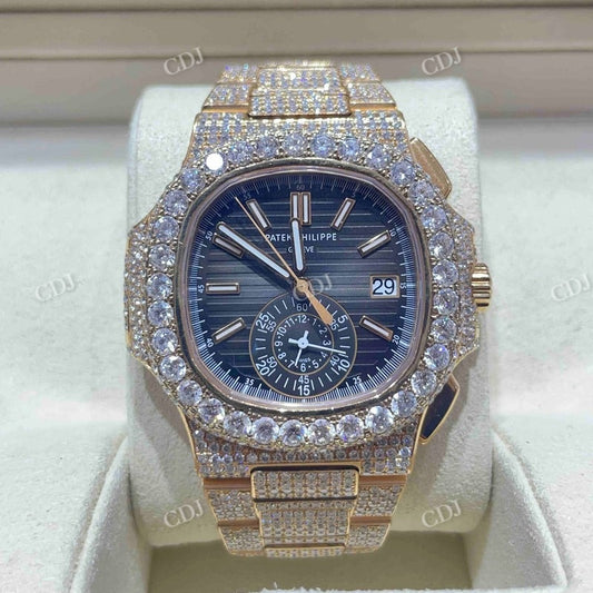 41mm Patek Philippe Bust Down Moissanite Watch  customdiamjewel   