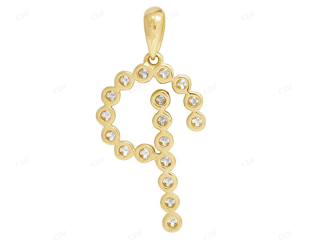 1" 0.25 CTW 10K Gold Natural Diamond Initial "P" Pendant CustomDiamJewel