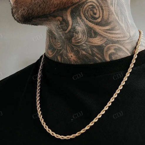 14K Yellow Gold Twisted Rope Chain for Mens hip hop jewelry CustomDiamJewel