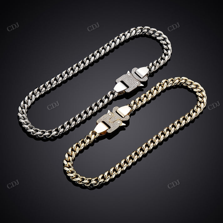 12mm Cuban Chain With diamonds Spring Clasp hip hop jewelry CustomDiamJewel