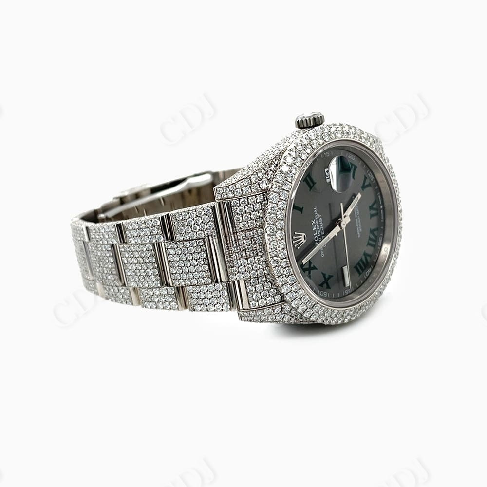 Gray Dial Buss Down Hip Hop Moissanite Rolex Watch customdiamjewel