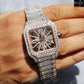 VVS Moissanite Studded Cartier Rose Gold Plated Diamond Watch customdiamjewel