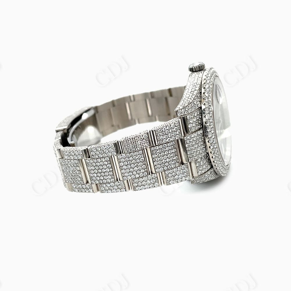 Gray Dial Buss Down Hip Hop Moissanite Rolex Watch customdiamjewel