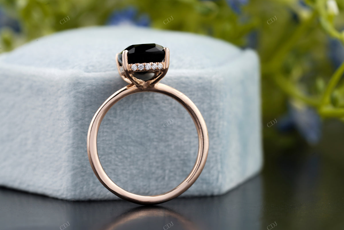 Black Cushion Four-Prong Moissanite Ring customdiamjewel