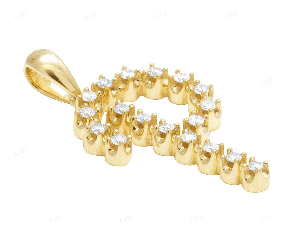 1" 0.25 CTW 10K Gold Natural Diamond Initial "P" Pendant CustomDiamJewel