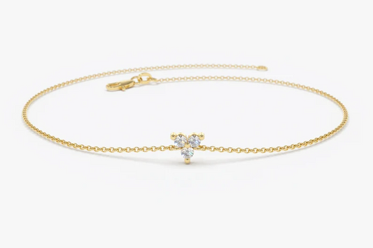 0.09CTW Moissanite Round Diamond Bracelet  customdiamjewel Sterling Silver Yellow Gold VVS-EF