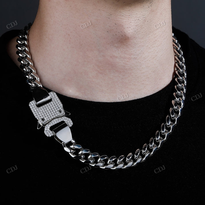12mm Cuban Chain With diamonds Spring Clasp hip hop jewelry CustomDiamJewel
