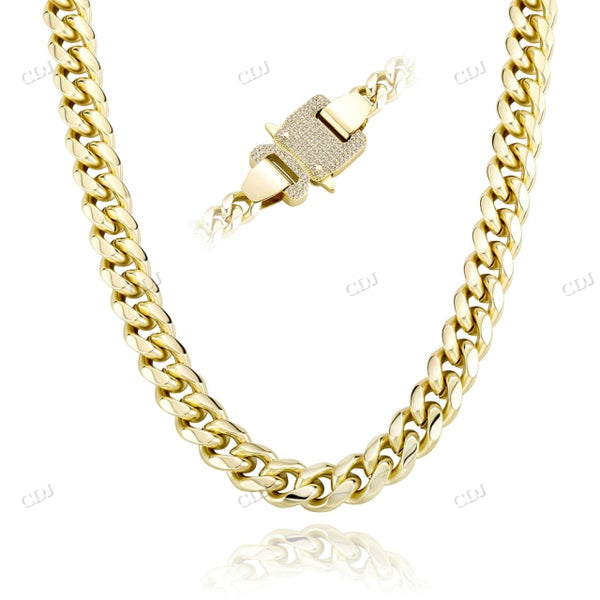 12mm Cuban Chain With diamonds Spring Clasp hip hop jewelry CustomDiamJewel