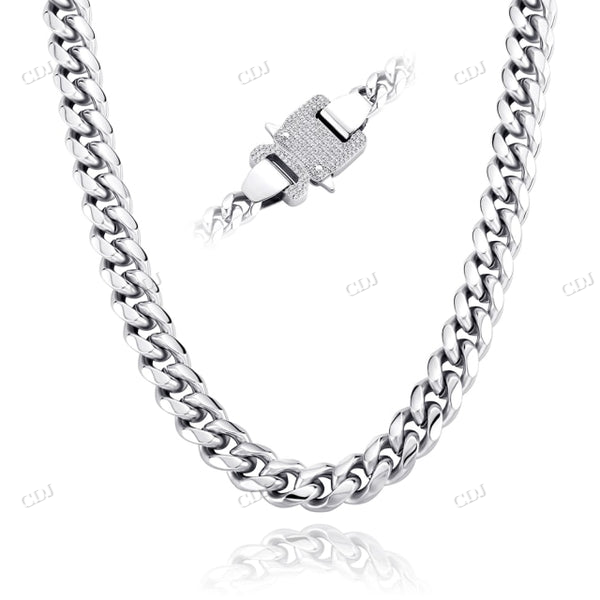 12mm Cuban Chain With diamonds Spring Clasp hip hop jewelry CustomDiamJewel