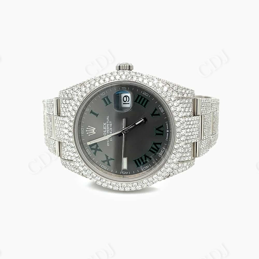 Gray Dial Buss Down Hip Hop Moissanite Rolex Watch customdiamjewel
