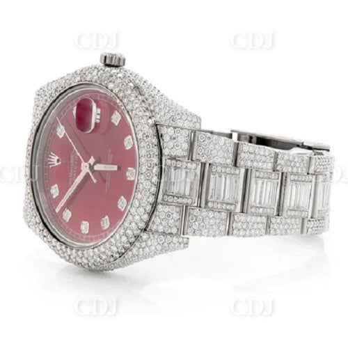 Luxury Style Customized Red Dial Moissanite Watch customdiamjewel