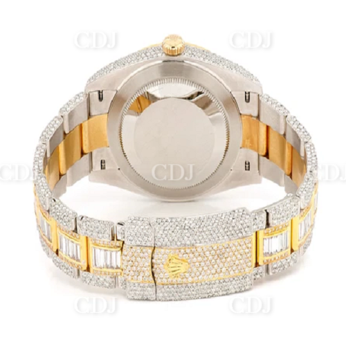 Two Tone Gold Plated Rolex Date Just Bust Down Hip Hop Diamond Watch customdiamjewel