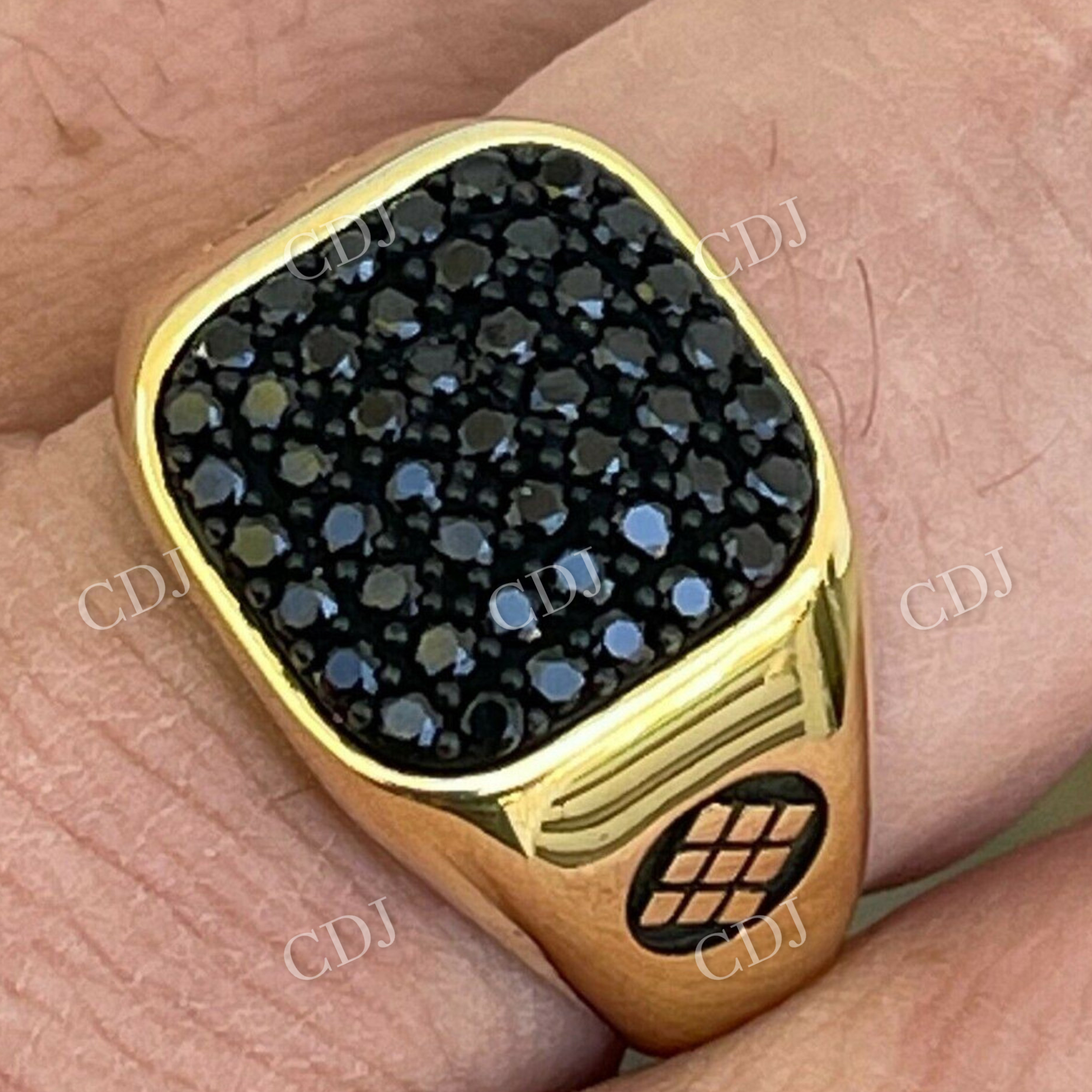18K Yellow  Gold Hip Hop Ring  customdiamjewel   