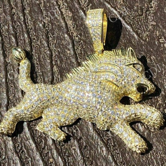 Real Iced Diamond Rasta Lion Icy Leo Pendant  customdiamjewel   