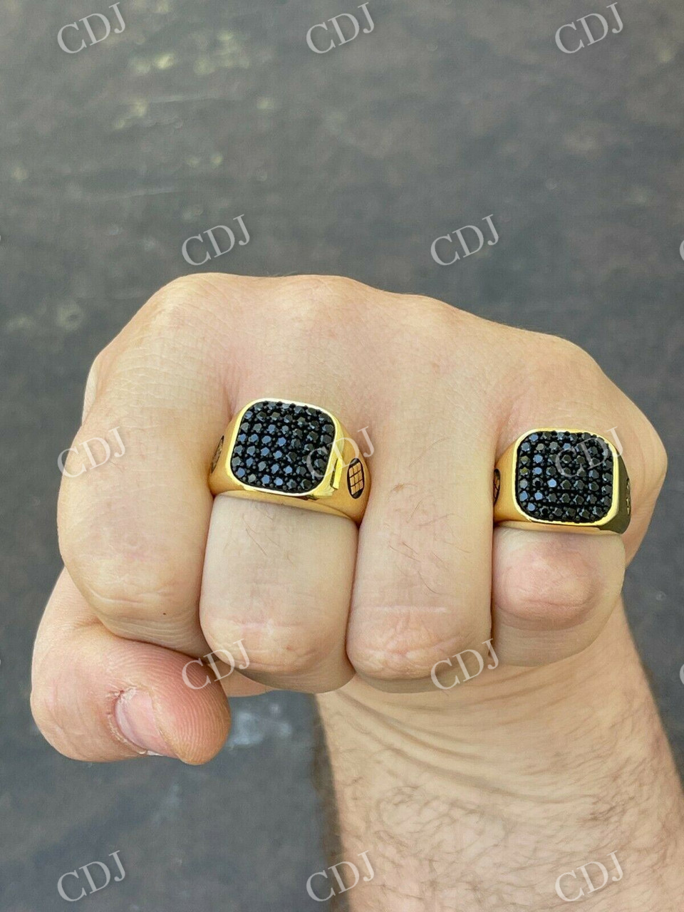 18K Yellow  Gold Hip Hop Ring  customdiamjewel   