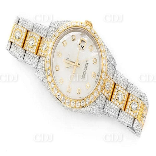 Two Tone Moissanite Studded Rolex Oyster Watch customdiamjewel