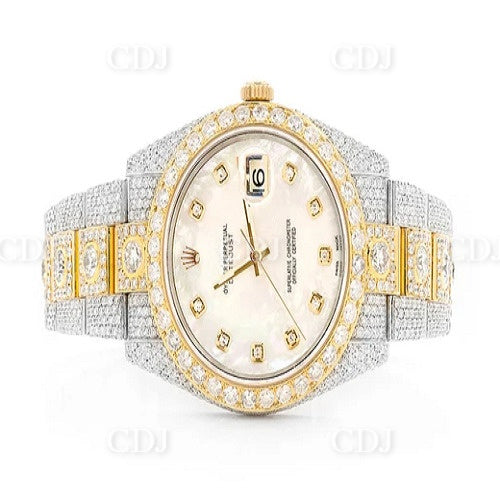Rolex Oyster Fully Iced Out Moissanite Diamond Date Just Watch customdiamjewel