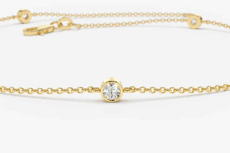 0.20CTW Moissanite Solitaire Bracelet  customdiamjewel   