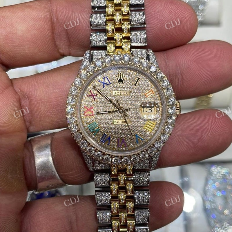 36mm Rolex Big Bezel on Diamond Rainbow Digit Rolex Watch For Men customdiamjewel