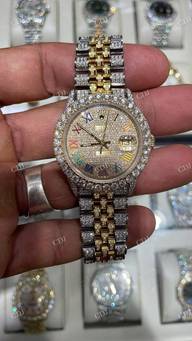 36mm Rolex Big Bezel on Diamond Rainbow Digit Rolex Watch For Men customdiamjewel