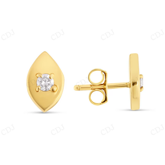 Solid Yellow Gold Diamond Evil Eye Earrings Stud earrings CustomDiamJewel