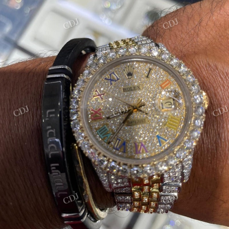 36mm Rolex Big Bezel on Diamond Rainbow Digit Rolex Watch For Men customdiamjewel
