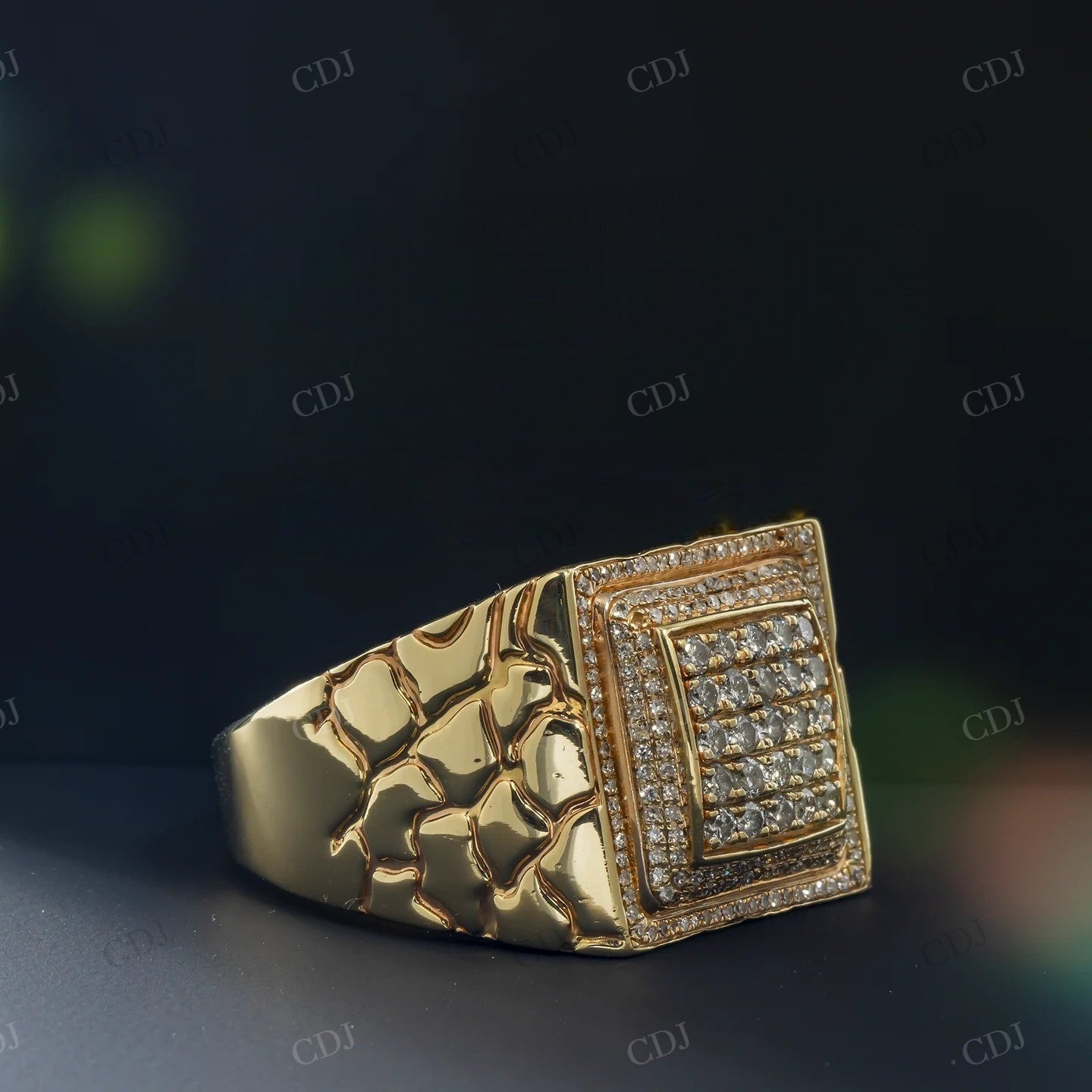 0.87 CTW Gold Platted Silver Moissanite Square Ring hip hop ring customdiamjewel