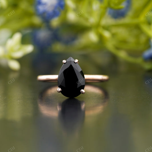 Black Teardrop Solitaire Engagement Ring customdiamjewel