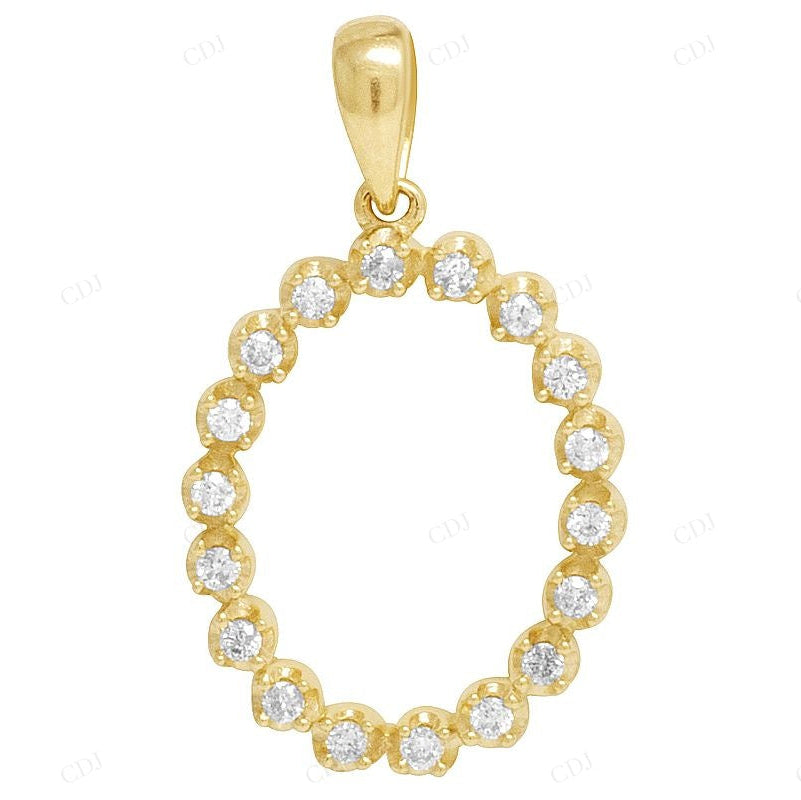 1" 0.25 CTW 10K Gold Natural Diamond Initial O Letter Pendant CustomDiamJewel