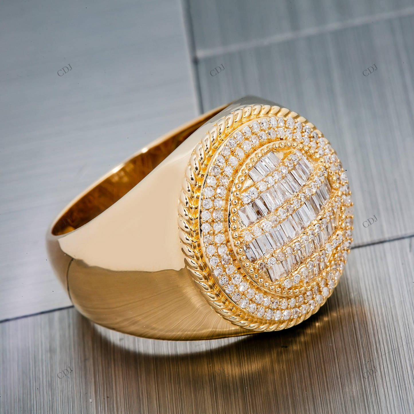 Oval Baguette Moissanite Iced Out Gold Plated Ring hip hop jewelry customdiamjewel