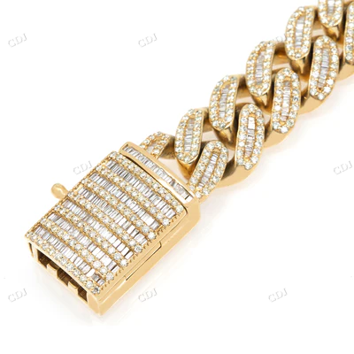 Real Diamond 14K Yellow Gold Cuban Bracelet hip hop jewelry CustomDiamJewel