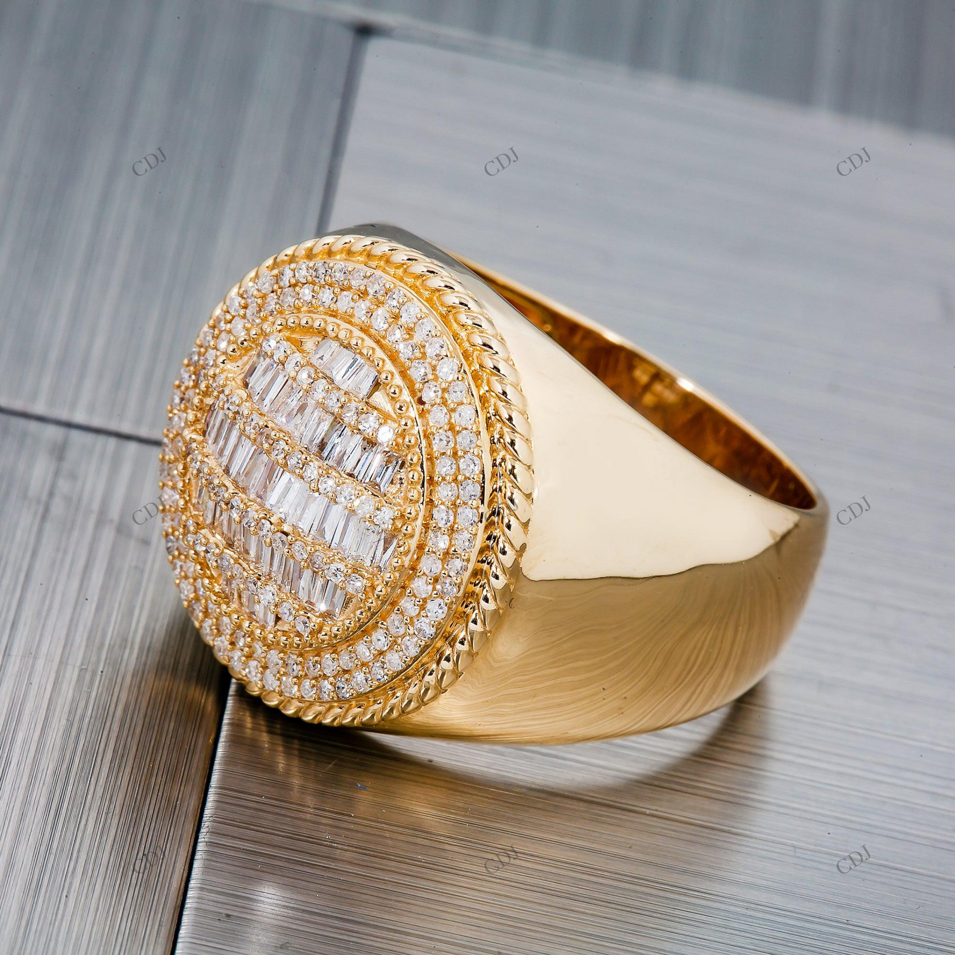 Oval Baguette Moissanite Iced Out Gold Plated Ring hip hop jewelry customdiamjewel