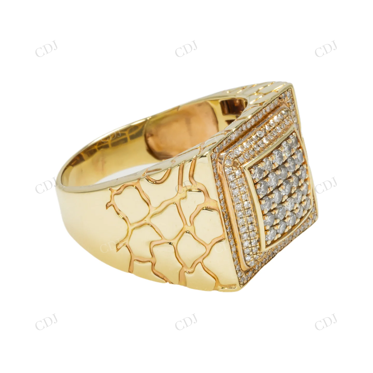 0.87 CTW Gold Platted Silver Moissanite Square Ring hip hop ring customdiamjewel