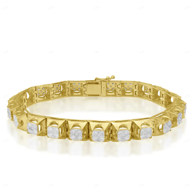 18K Yellow Gold Tennis Bracelet For Men & Women CustomDiamJewel