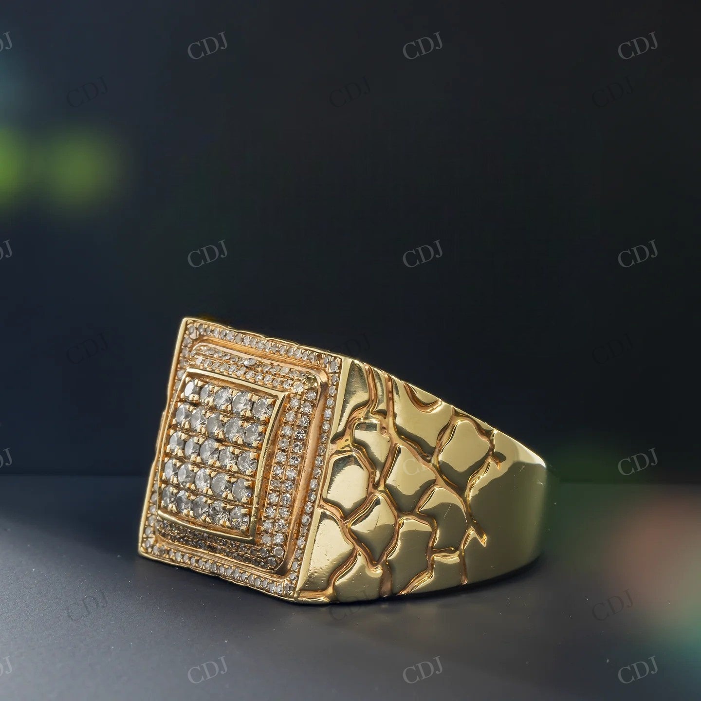 0.87 CTW Gold Platted Silver Moissanite Square Ring hip hop ring customdiamjewel