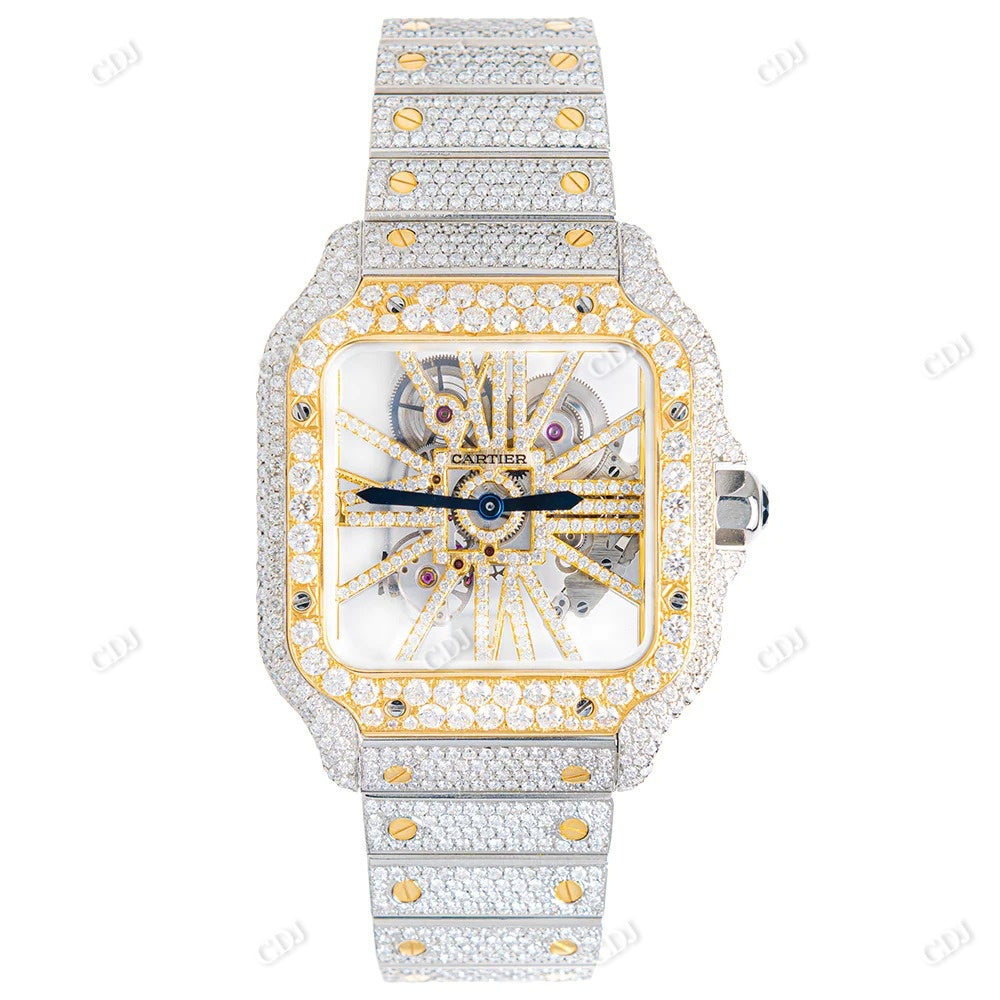 Cartier Skeleton Iced Out Hip Hop Watch customdiamjewel