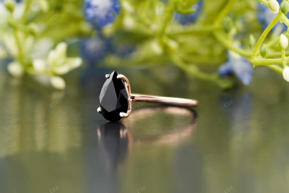 Black Teardrop Solitaire Moissanite Ring customdiamjewel