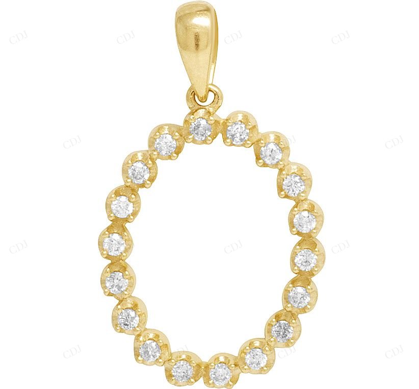 1" 0.25 CTW 10K Gold Natural Diamond Initial O Letter Pendant CustomDiamJewel