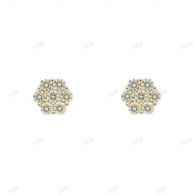 Yellow Gold Plated Moissanite Diamond Floral design Earrings hip hop jewelry CustomDiamJewel