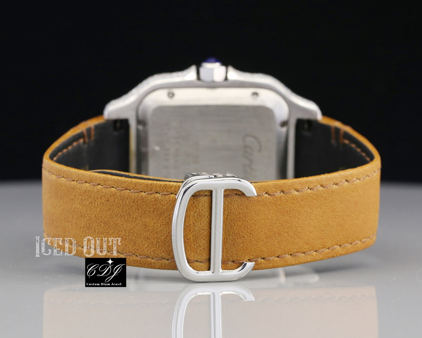 Stainless Steel Bezel Iced Out Cartier Diamond Watch For Men customdiamjewel