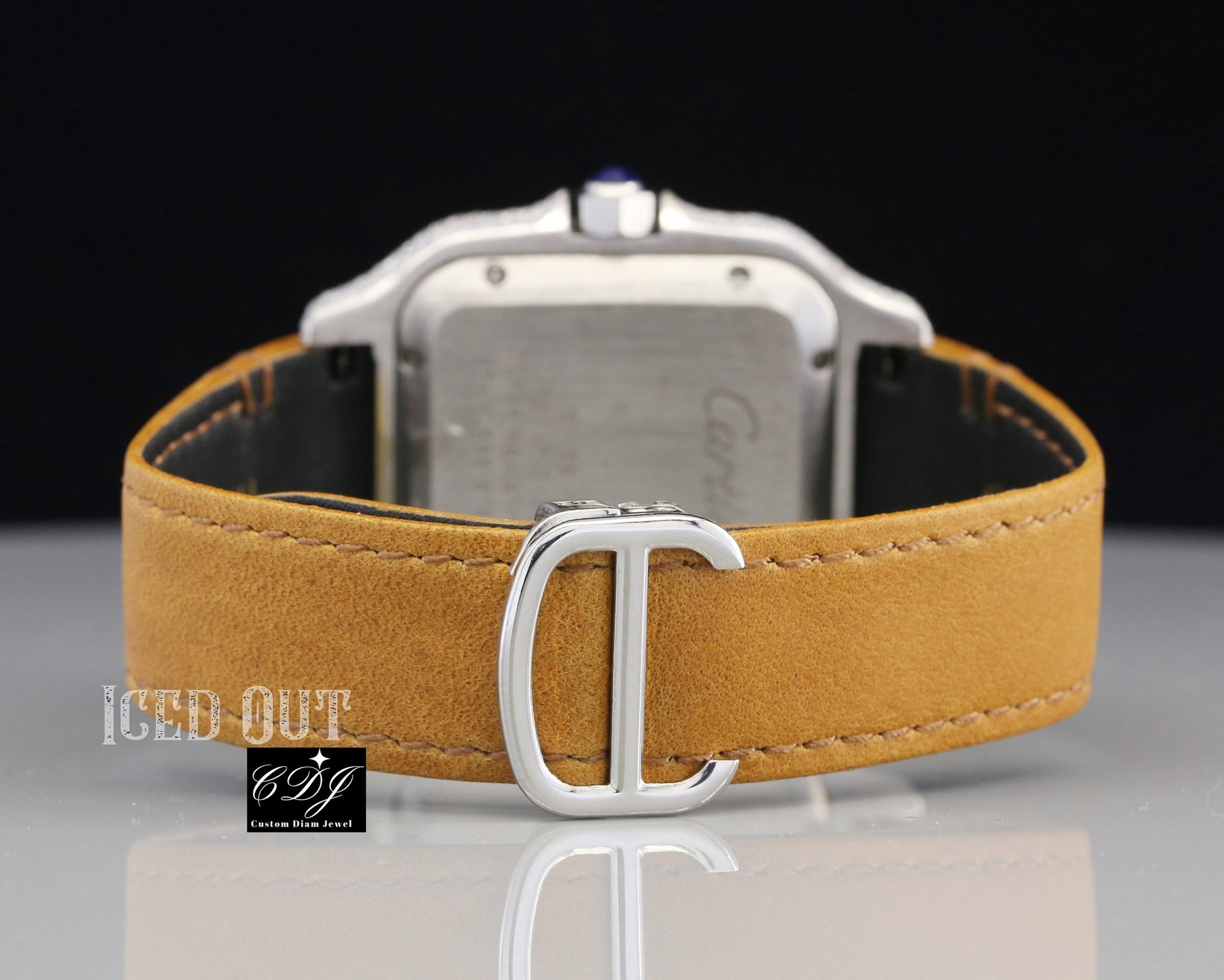 Stainless Steel Bezel Iced Out Cartier Diamond Watch For Men customdiamjewel