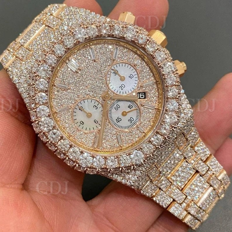 Customize Iced Out AP Chronograph VVS Moissanite Diamond Watch customdiamjewel