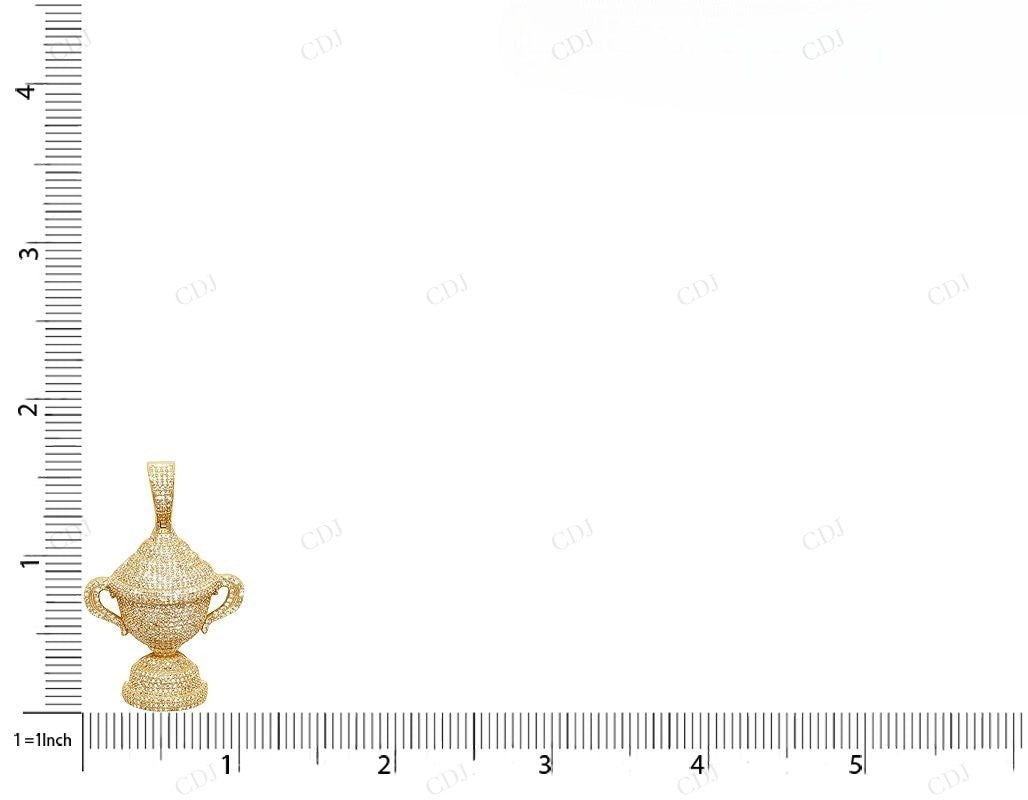 1.6 Inch Unique Sterling Silver Moissanite Trophy Pendant CustomDiamJewel