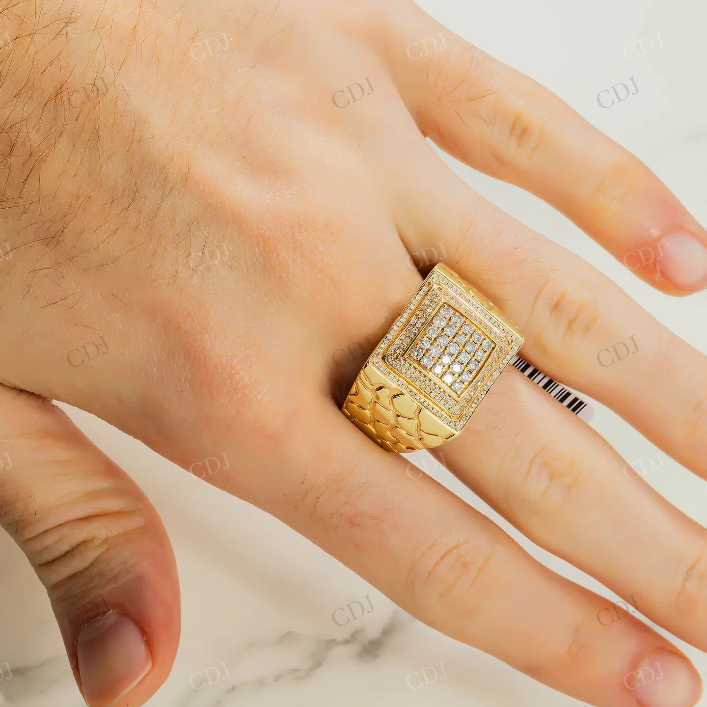 0.87 CTW Gold Platted Silver Moissanite Square Ring hip hop ring customdiamjewel