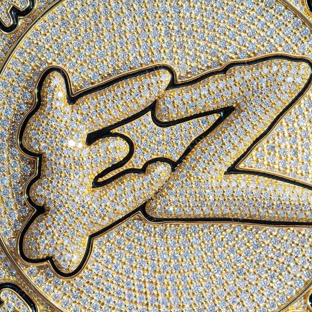 Big Circle Disk "EZ" Letters Charm Pendant hip hop jewelry customdiamjewel   