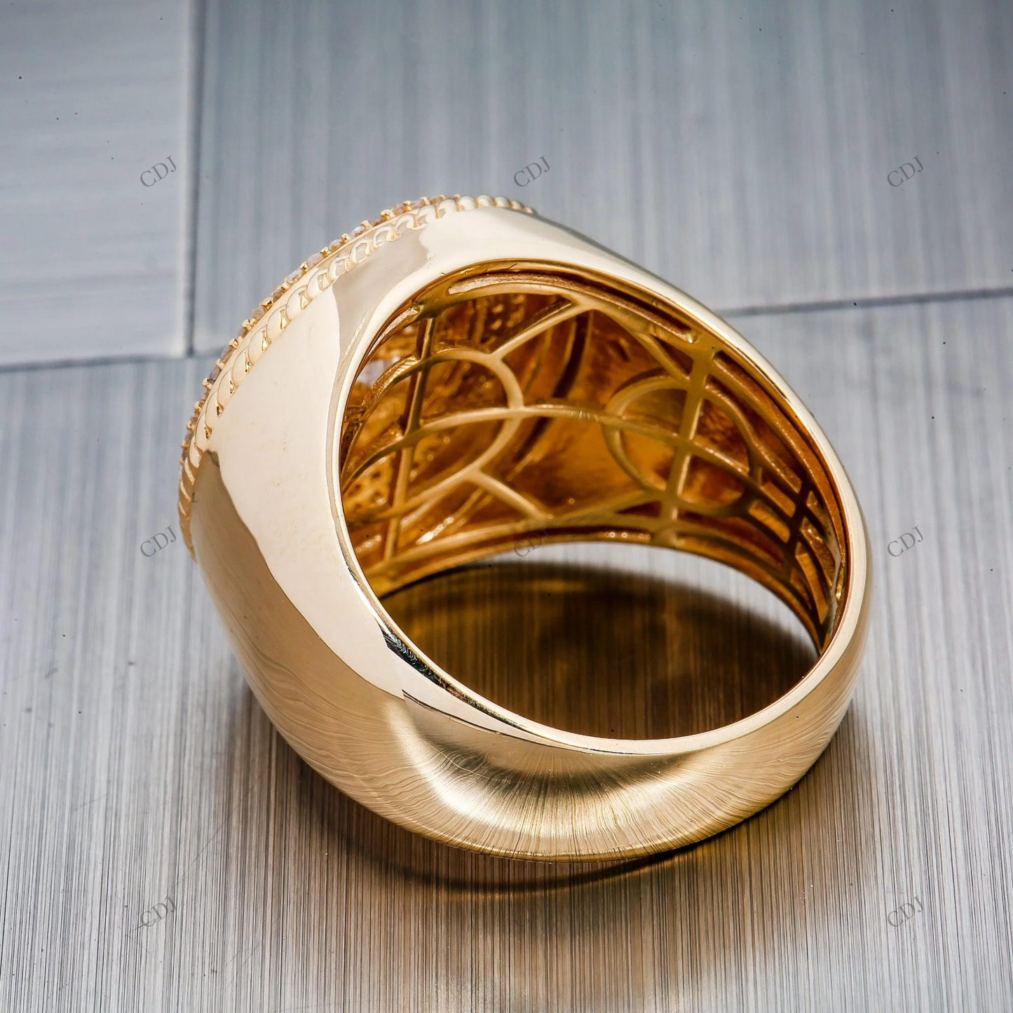 Oval Baguette Moissanite Iced Out Gold Plated Ring hip hop jewelry customdiamjewel