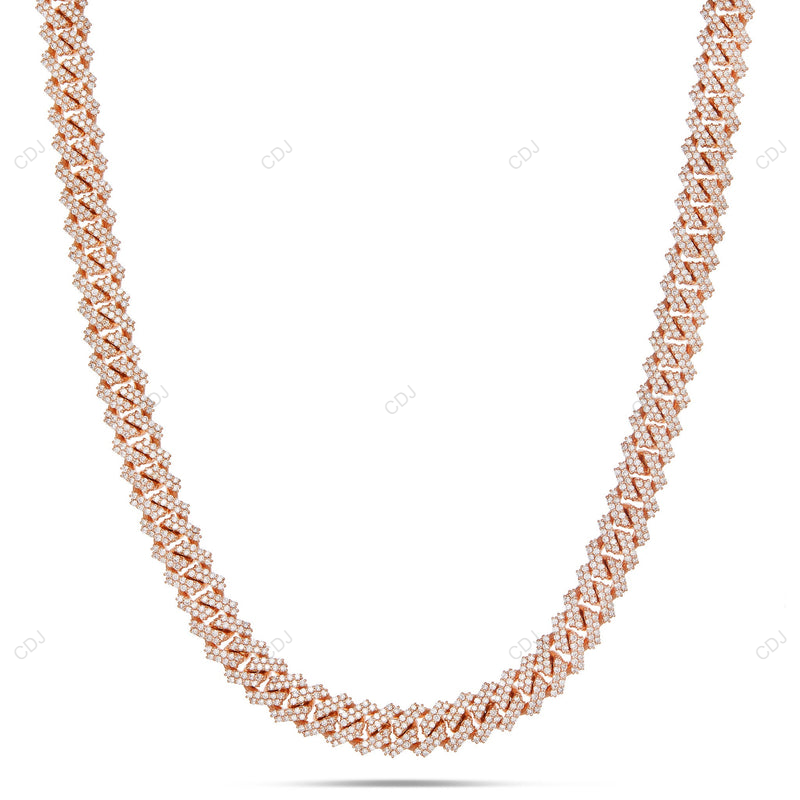18KT Yellow Gold Fully Iced Out Moissanite Cuban Link Chain CustomDiamJewel