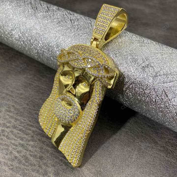 Hip Hop Gold Plated Large Jesus Pendant hip hop jewelry CustomDiamJewel