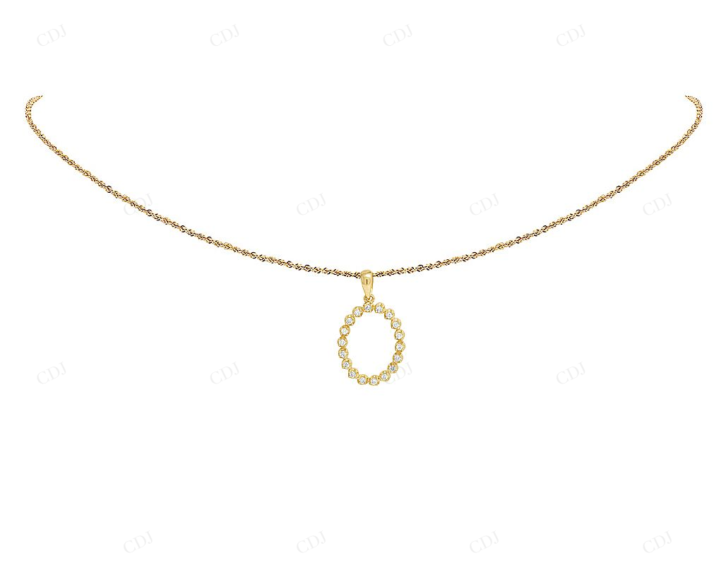 1" 0.25 CTW 10K Gold Natural Diamond Initial O Letter Pendant CustomDiamJewel